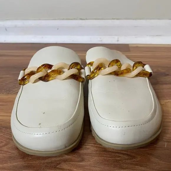 VIONIC Georgie Chain Detail Mule Clog Cream Leather Size 7.5 - Picture 2 of 11